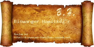 Biswanger Hamilkár névjegykártya